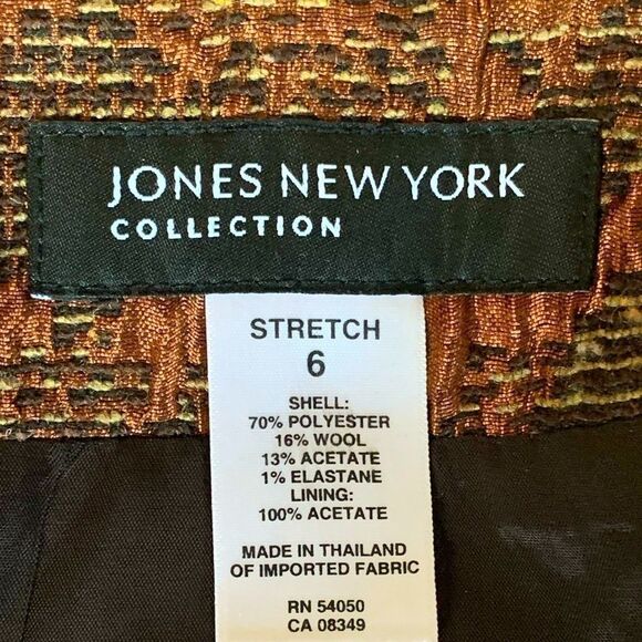 Jones New York Collection Tweed  Brown Cropped Blazer, 6 - Picture 5 of 6